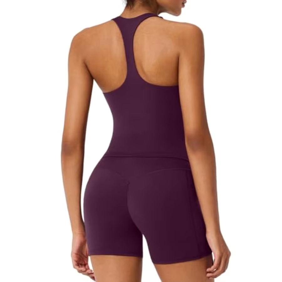 Racerback Tank & Pocket Shorts Set for Yoga and Gym Workouts