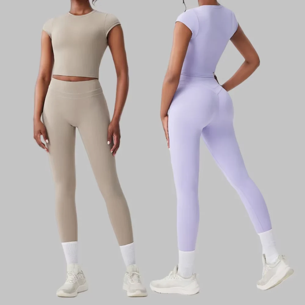 Seamless High-Waist Training Set with Tee, Shorts, and Legging Options