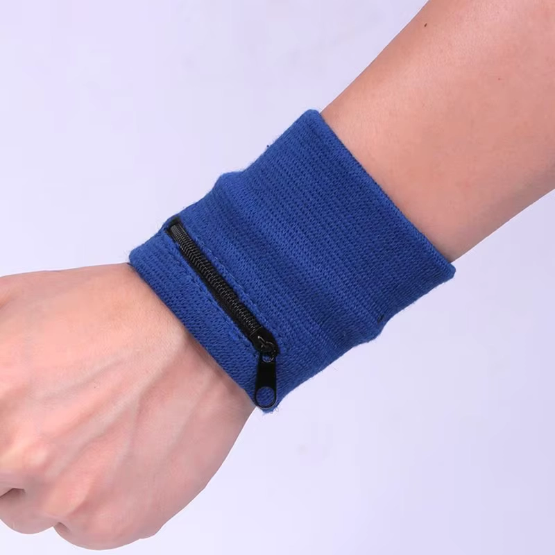 Sports Wristband with Zipper Pocket for Running, Basketball, and Small Item Storage
