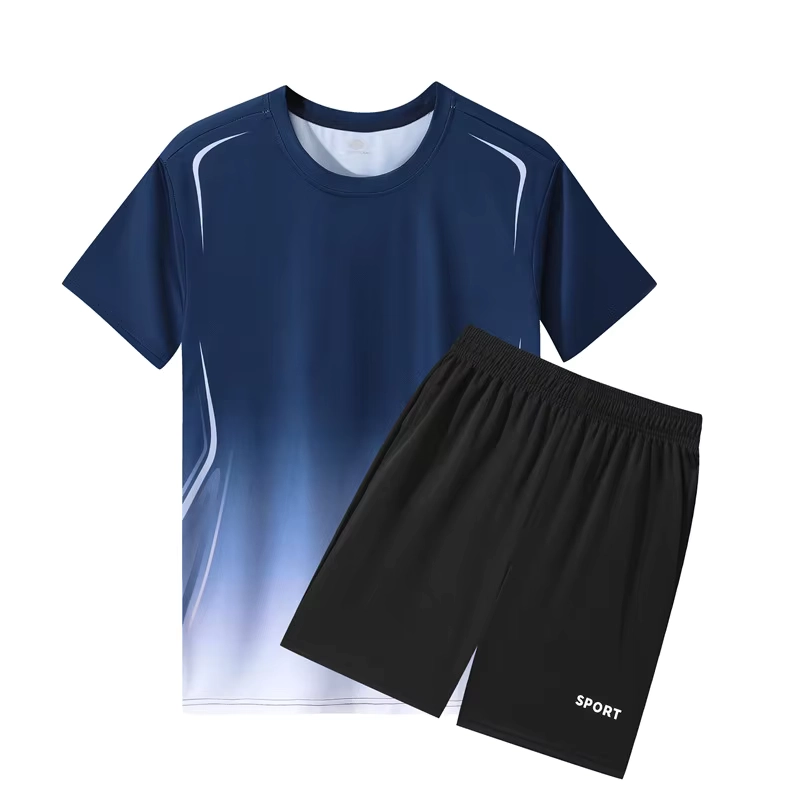 Men’s Quick-Dry Ice Silk T-Shirt and Shorts Set for Summer Training