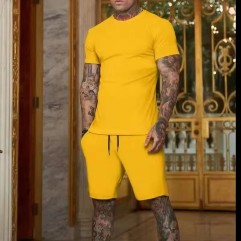 Men’s Slim Fit Mesh T-Shirt and Shorts Set for Running and Gym Training