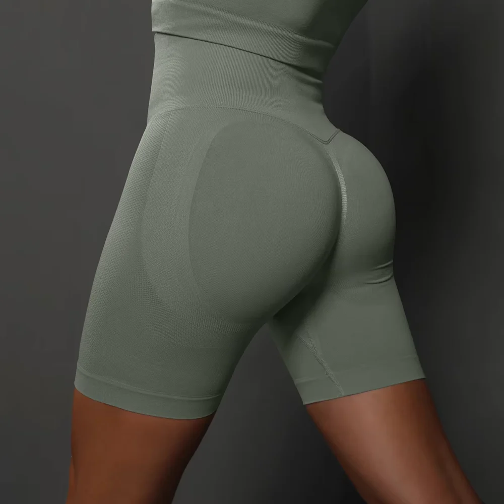 Seamless High-Waist Yoga Shorts for Gym, Cycling, and Training