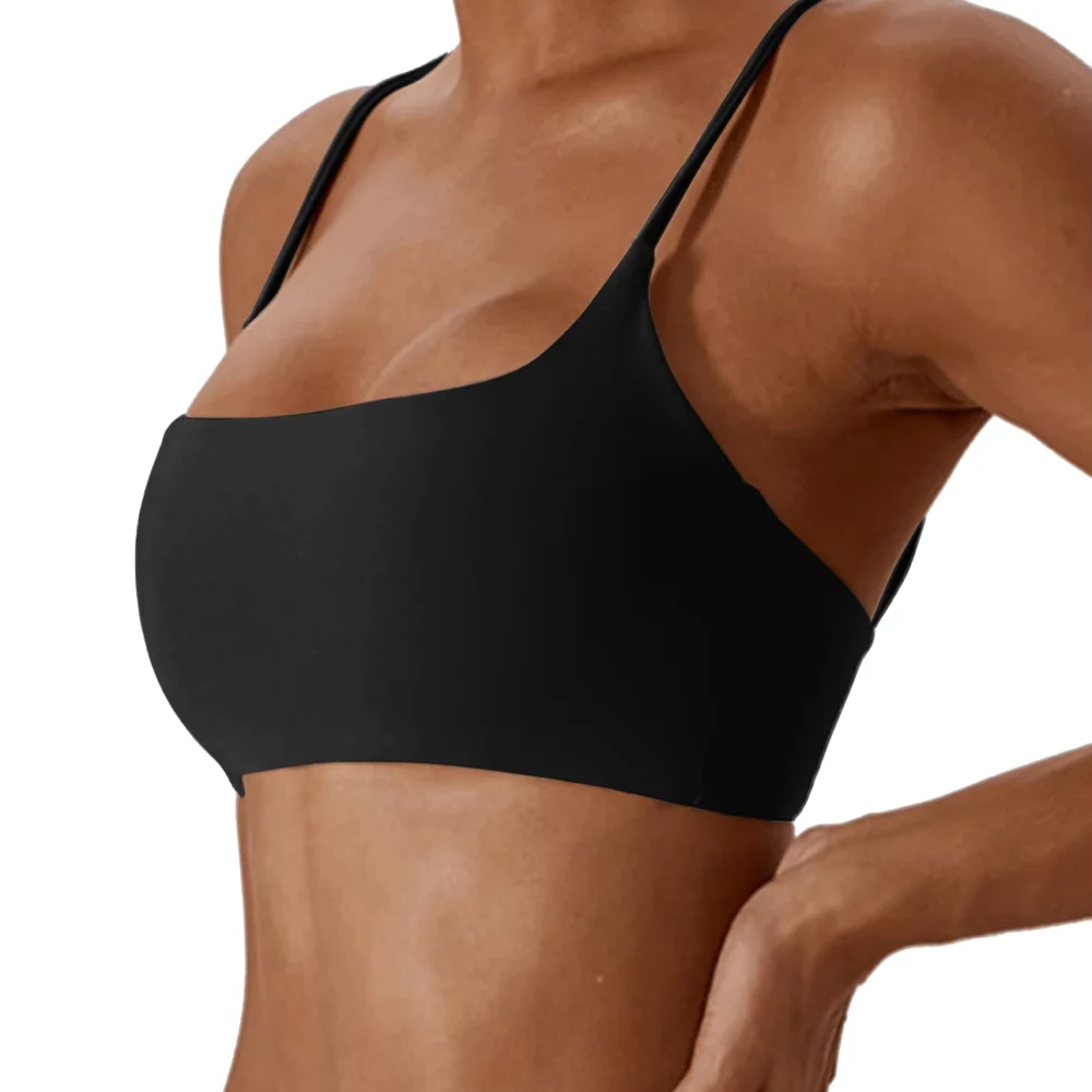 Back-Cross Removable Pad Sports Bra with Soft Polyamide Stretch for Yoga