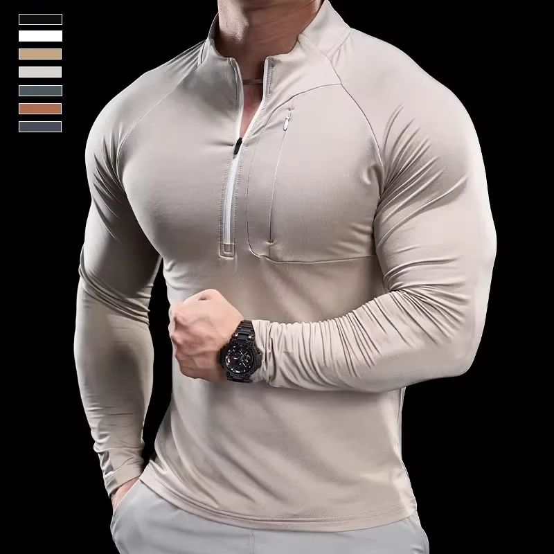 Men’s Quick-Dry Long Sleeve Training Shirt for Running and Gym Fitness