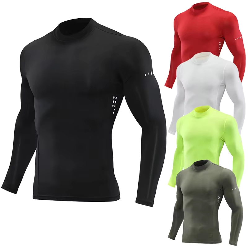 Men’s Slim Fit Compression Long Sleeve Shirt for Running and Football Training