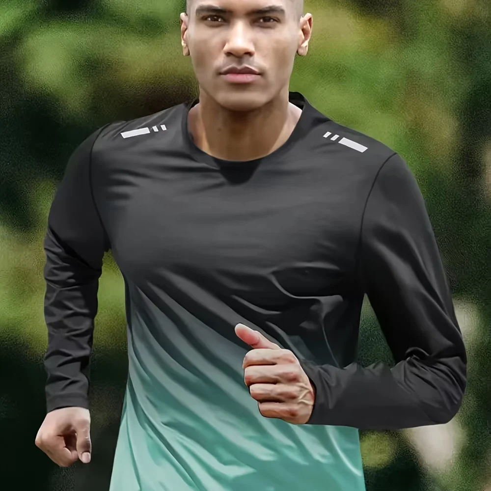Men’s Quick-Dry Long Sleeve Training Shirt for Running and Outdoor Fitness